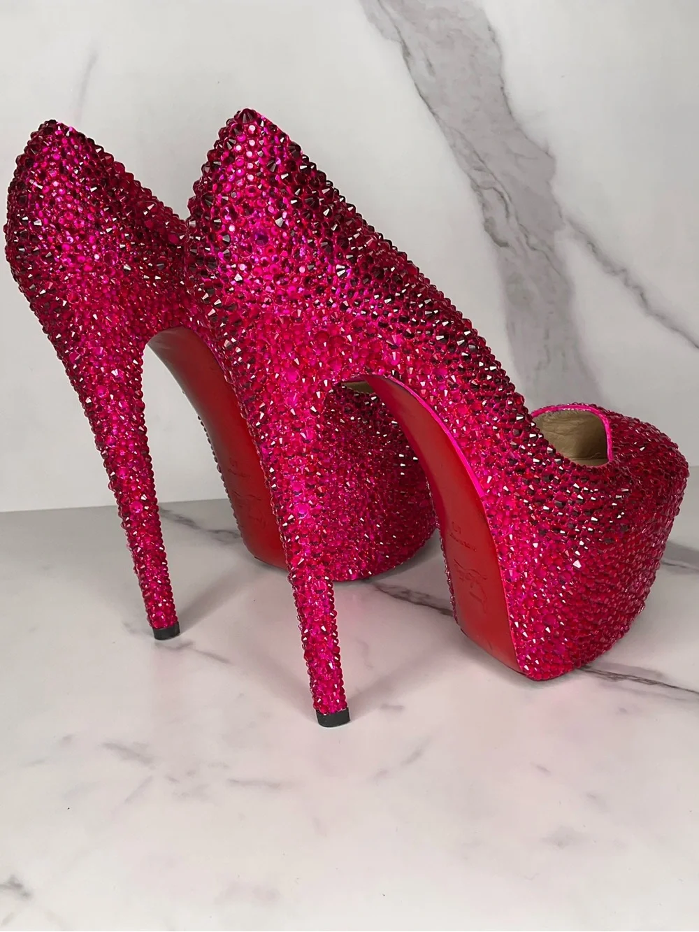 Christian Louboutin Victoria Hot Pink Strass Crystal Pumps Size US 10 / EU 40
